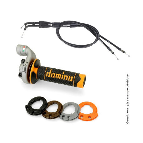 DOMINO - Kit Poignées Krk Evo Avec Câbles Revêtements Noir/Orange Compatible Ktm/Hva