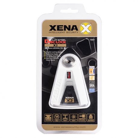 XENA - Antivol Moto Bloque Disque X2 Blanc Ø14mm - Classe SRA