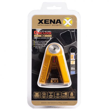 XENA - Antivol Moto Bloque Disque X2 Gold Ø14mm - Classe SRA