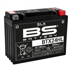 BS BATTERY - Batterie Moto 12V Sans Entretien activée usine BTX24HL SLA - 21Ah - L87Mm W205Mm H162Mm