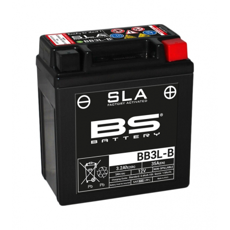 BS BATTERY - Batterie Moto 12V Sans Entretien activée usine BB3L-B SLA - 3,2Ah - L56Mm W98Mm H109Mm