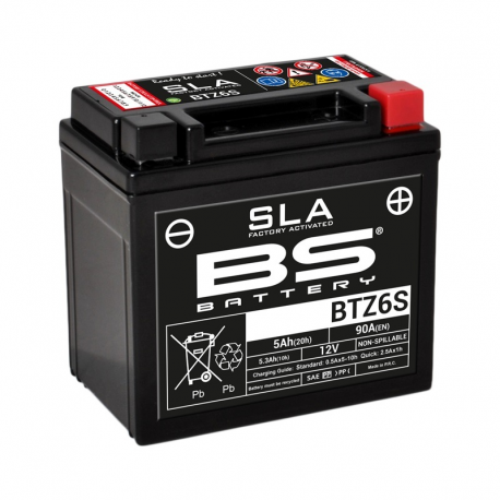 BS BATTERY - Batterie Moto 12V Sans Entretien activée usine BTZ6S SLA - L70Mm W113Mm H105Mm