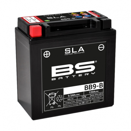 BS BATTERY - Batterie Moto 12V Sans Entretien activée usine BB9-B SLA - 9,5Ah - L75Mm W135Mm H133Mm
