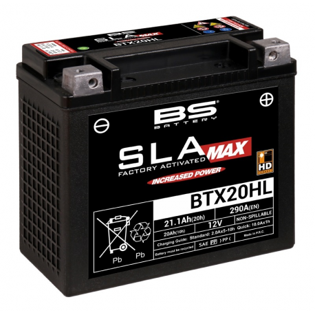 BS BATTERY - Batterie Moto 12V Sans Entretien activée usine BTX20HL SLA Max - 21,1Ah - L67Mm W176Mm H153Mm