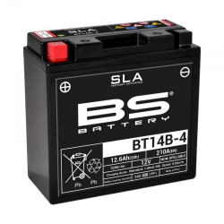 BS BATTERY - Batterie Moto 12V Sans Entretien activée usine BT14B-4 SLA - 12,6Ah - L69Mm W150Mm H145Mm