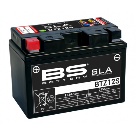 BS BATTERY - Batterie Moto 12V Sans Entretien activée usine BTZ12S SLA - 11,6Ah - L86Mm W150Mm H110Mm