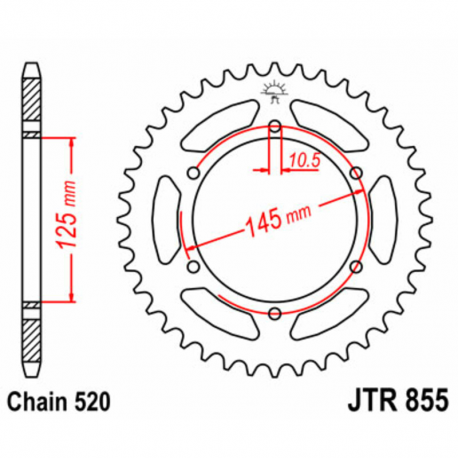 JT SPROCKETS - Couronne acier standard 855 - 520