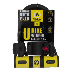 AUVRAY - Antivol Vélo U BIKE Avec Support 82x147 + Câble 1m ø8mm