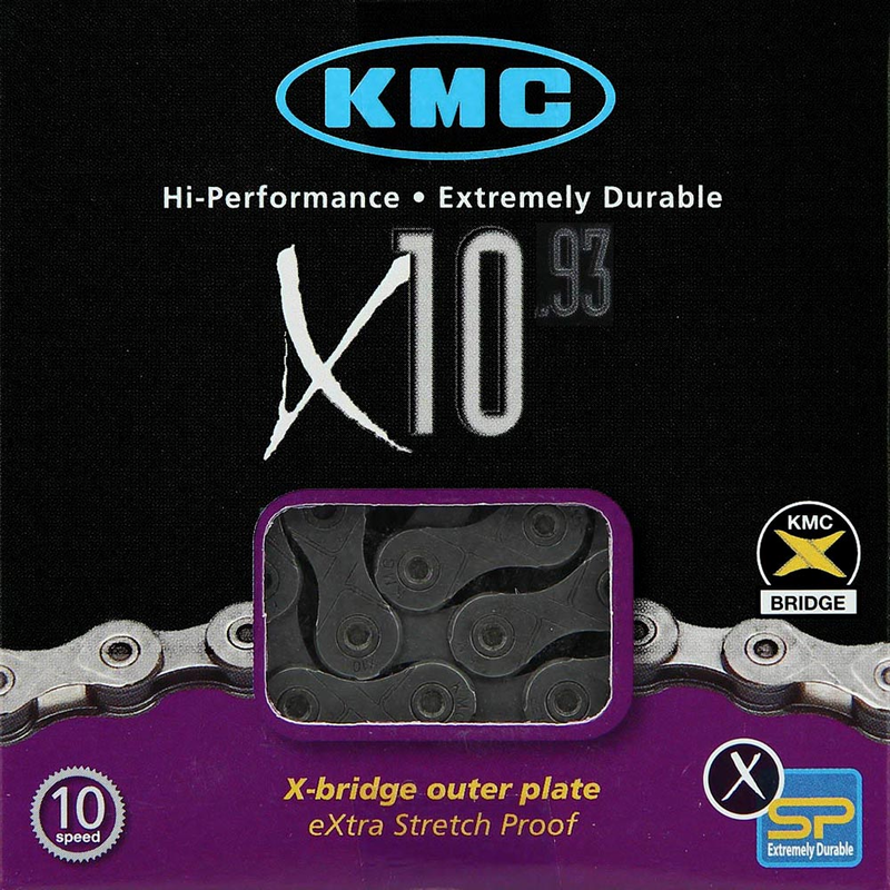 KMC - Chaîne de Vélo X10 - 116 Maillons - 10 vitesses - Chaîne Silencieuse - Résistante et Fiable - Par 5