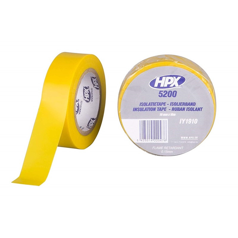 HPX - Ruban adhésif isolant jaune 19mm x 10m