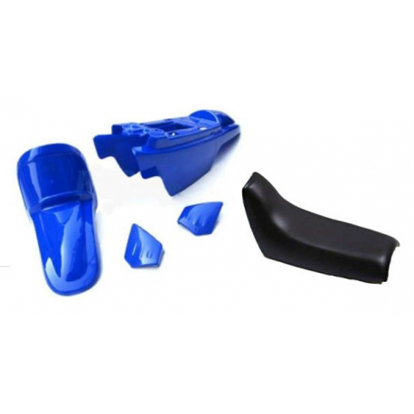 Kit plastiques ART bleu Yamaha 50 PW avec selle complète noire 
