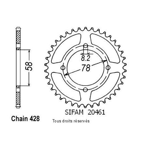 SIFAM - Couronne 47 dents 80/125 Rg Gamma 84-95   Pas428/Z47