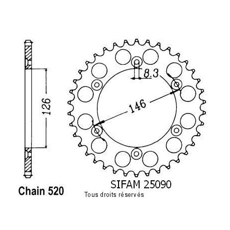 SIFAM - Couronne 47 dents Suzuki   Pas520/Z47